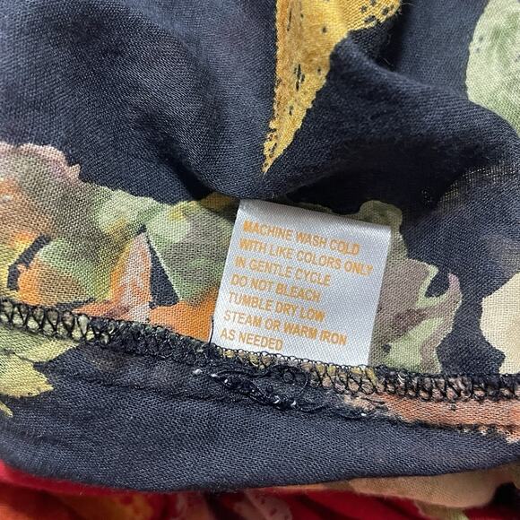 La Cera Reversible Floral Midi Skirt Size L Red Black Watercolor Flowy India - Picture 10 of 11